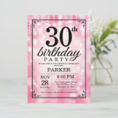 Uitnodiging 30e verjaardag Roze Glitters (Staand voorkant)