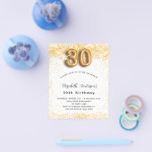 Uitnodiging 30e verjaardag witte goud glitters bud flyer (Enkel)