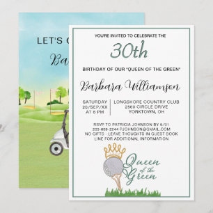 Uitnodiging 30e verjaardagsfeest Dame Golfer Thema