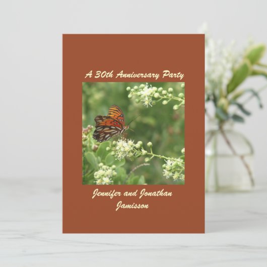 Uitnodiging 30ste ver Anniversary Party Vlinder (Staand voorkant)