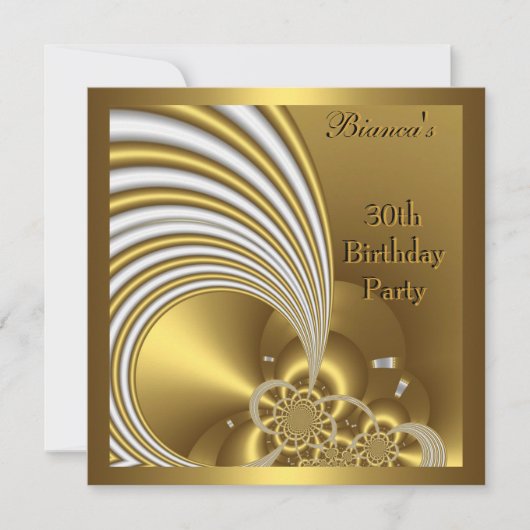Uitnodiging 30ste verjaardagsfeest goud wit abstra (Voorkant)