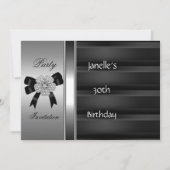 Uitnodiging 30th Birthday Party Silver Black (Voorkant)