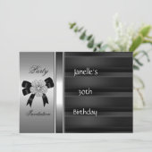 Uitnodiging 30th Birthday Party Silver Black (Staand voorkant)