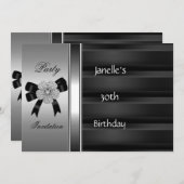 Uitnodiging 30th Birthday Party Silver Black (Voorkant / Achterkant)