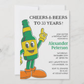Uitnodiging 33e verjaardag Bier Grappig Vintage Ma (Voorkant)