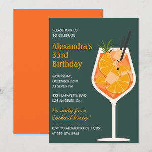 Uitnodiging 33e verjaardag Cocktail Elegant Modern