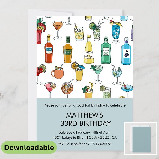 Uitnodiging 33e verjaardag Cocktail Modern