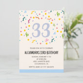 Uitnodiging 33e verjaardag Confetti (Staand voorkant)