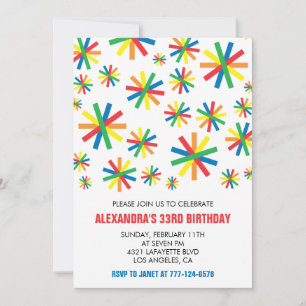 Uitnodiging 33e verjaardag Confetti Modern