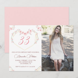 Uitnodiging 33e verjaardag Foto Elegante Boho
