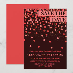 Uitnodiging 33e verjaardag Save the date Confetti