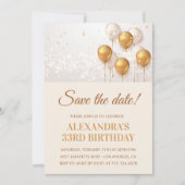 Uitnodiging 33e verjaardag Save the date Goud (Voorkant)
