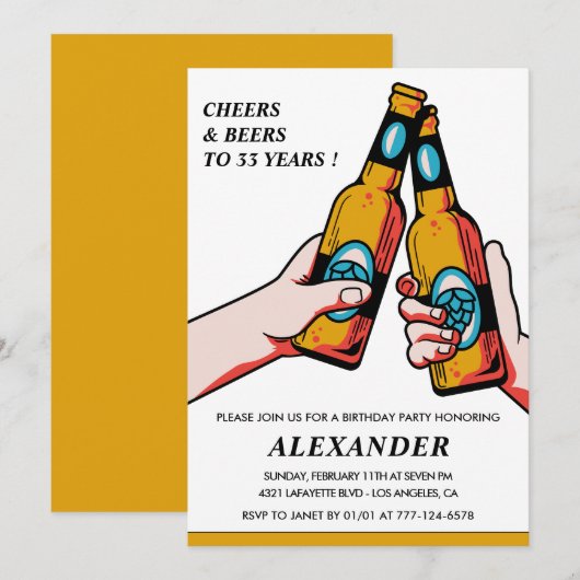 Uitnodiging 33ste verjaardag Proost en Bier Mannen (Voorkant / Achterkant)