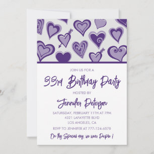 Uitnodiging 33ste verjaardag Purple Hearts
