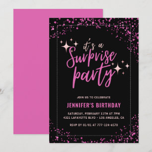 Uitnodiging 33ste verjaardag Surprise party Roze