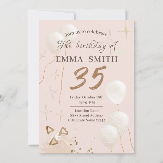 Uitnodiging 35 jaar verjaardag (Voorkant)