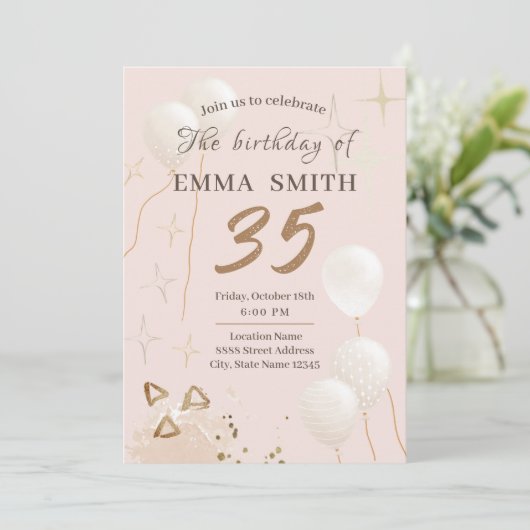 Uitnodiging 35 jaar verjaardag (Staand voorkant)