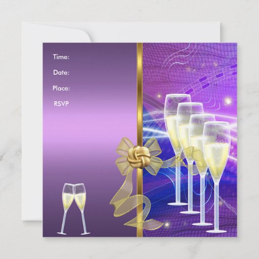 Uitnodiging 35e verjaardag Elegant Paars Gold (Achterkant)