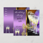 Uitnodiging 35e verjaardag Elegant Paars Gold (Voorkant / Achterkant)