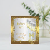 Uitnodiging 35e verjaardag Elegant White Gold (Staand voorkant)