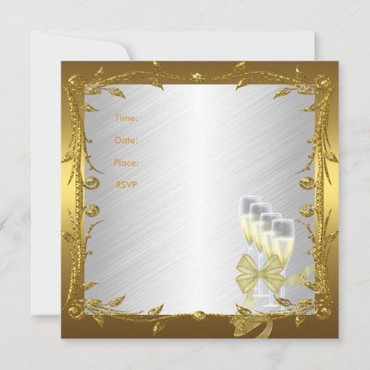 Uitnodiging 35e verjaardag Elegant White Gold (Achterkant)