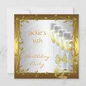 Uitnodiging 35e verjaardag Elegant White Gold (Voorkant)