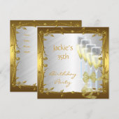 Uitnodiging 35e verpartij Elegant Wit Goud (Voorkant / Achterkant)