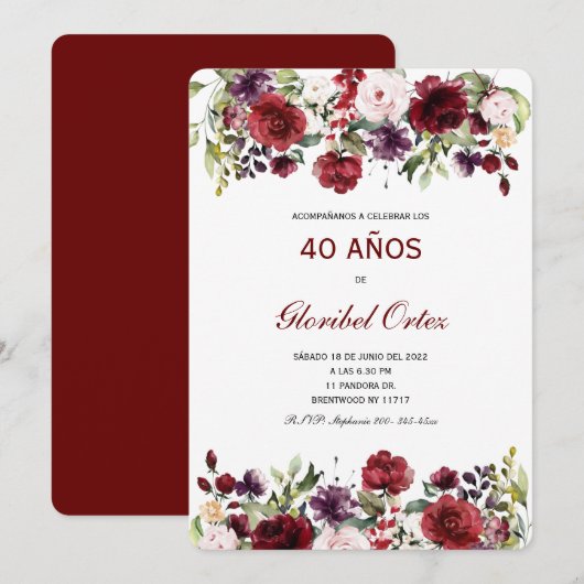 Uitnodiging 40 Jaar Vrouw (Voorkant / Achterkant)