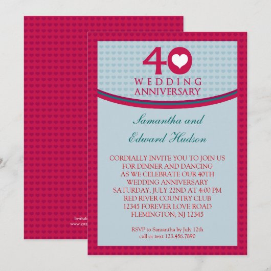 Uitnodiging 40-jarig huwelijksfeest (Voorkant / Achterkant)