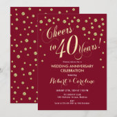 Uitnodiging 40-jarig huwelijksfeest - Rood & Goud (Voorkant / Achterkant)