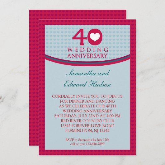 Uitnodiging 40-jarig huwelijksjubileum (Voorkant / Achterkant)