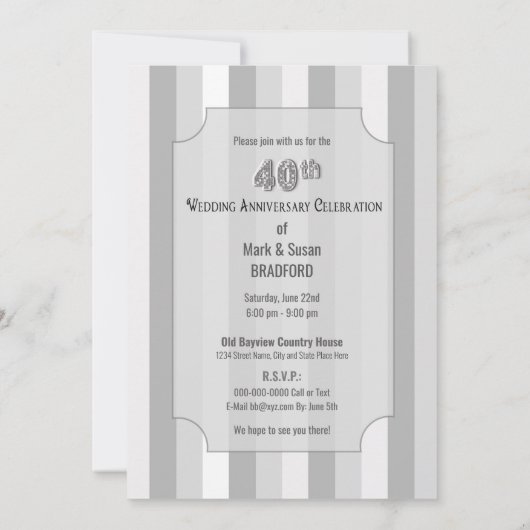 Uitnodiging 40-jarig huwelijksjubileum, 3-traps ta (Achterkant)