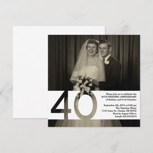 Uitnodiging 40-jarig huwelijksjubileum 5.25 x 5.25 (Voorkant / Achterkant)