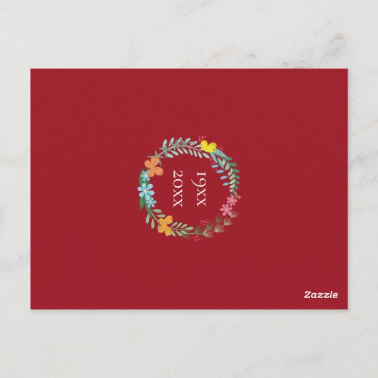 Uitnodiging 40-jarig jubileum Ruby bloemenkrans (Achterkant)