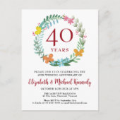 Uitnodiging 40-jarig jubileum Ruby bloemenkrans (Voorkant)