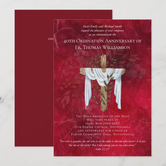 Uitnodiging 40-jarig priesterjubileum Robijn (Voorkant / Achterkant)