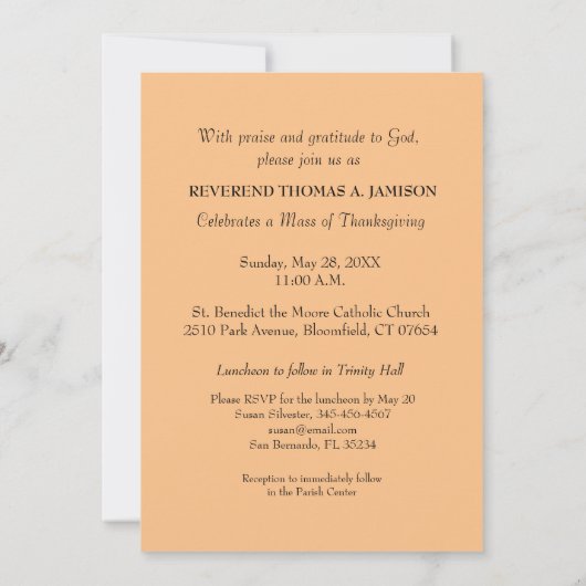 Uitnodiging 40e ordinatie Jubileum, kruis, kan (Achterkant)