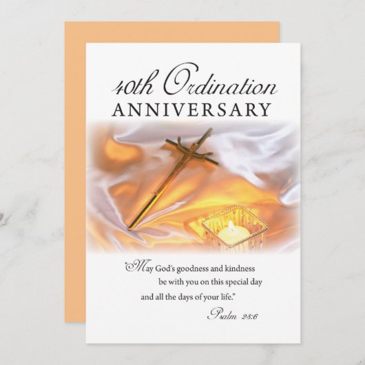 Uitnodiging 40e ordinatie Jubileum, kruis, kan (Voorkant / Achterkant)