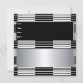 Uitnodiging 40e verjaardag Art Deco Black Silv (Achterkant)