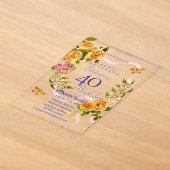 Uitnodiging 40e verjaardag met gouden rooslint (Laagn)