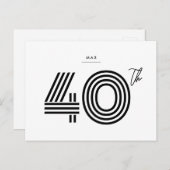 Uitnodiging 40e verjaardag Minimalistische kaart (Voorkant / Achterkant)