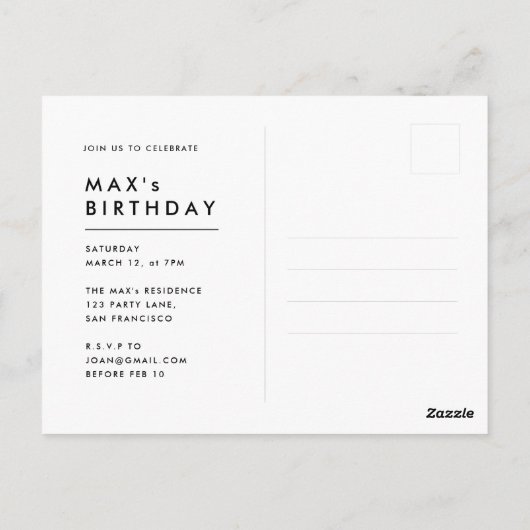 Uitnodiging 40e verjaardag Minimalistische kaart (Achterkant)