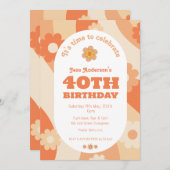 Uitnodiging - 40e verjaardag - retro perzik pastel (Voorkant / Achterkant)