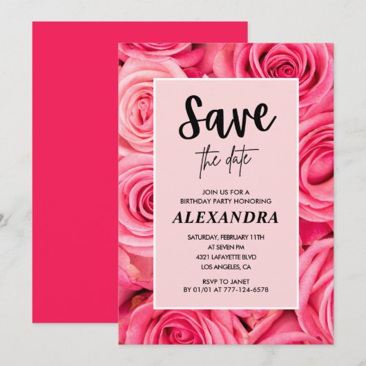 Uitnodiging 40e verjaardag Save the date Bloemrijk (Voorkant / Achterkant)