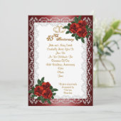 Uitnodiging 45-jarig jubileumfeest rode rozen (Staand voorkant)