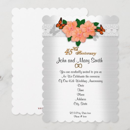 Uitnodiging 45e huwelijksverjaardag (Voorkant / Achterkant)