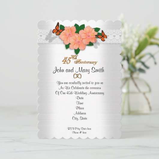 Uitnodiging 45e huwelijksverjaardag (Staand voorkant)