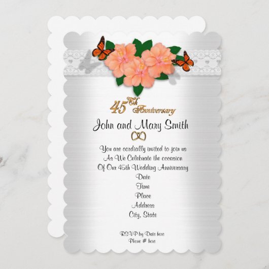 Uitnodiging 45e trouwdag (Voorkant / Achterkant)