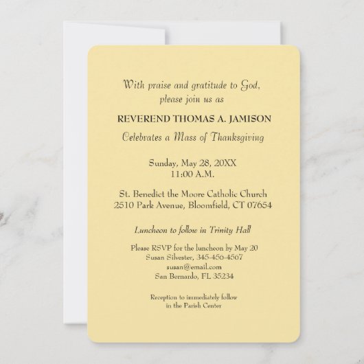 Uitnodiging 45th Ordination Jubileum, Cross, can (Achterkant)