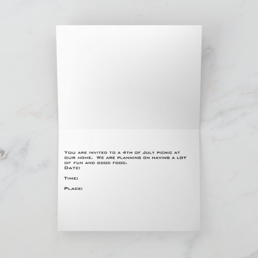 Uitnodiging, 4 juli Picnic (Binnen)